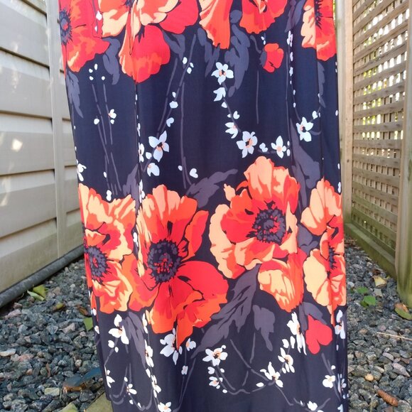 Strapless Red Dress Size Small Chic by Jacob Red Floral Border - Picture 4 of 9